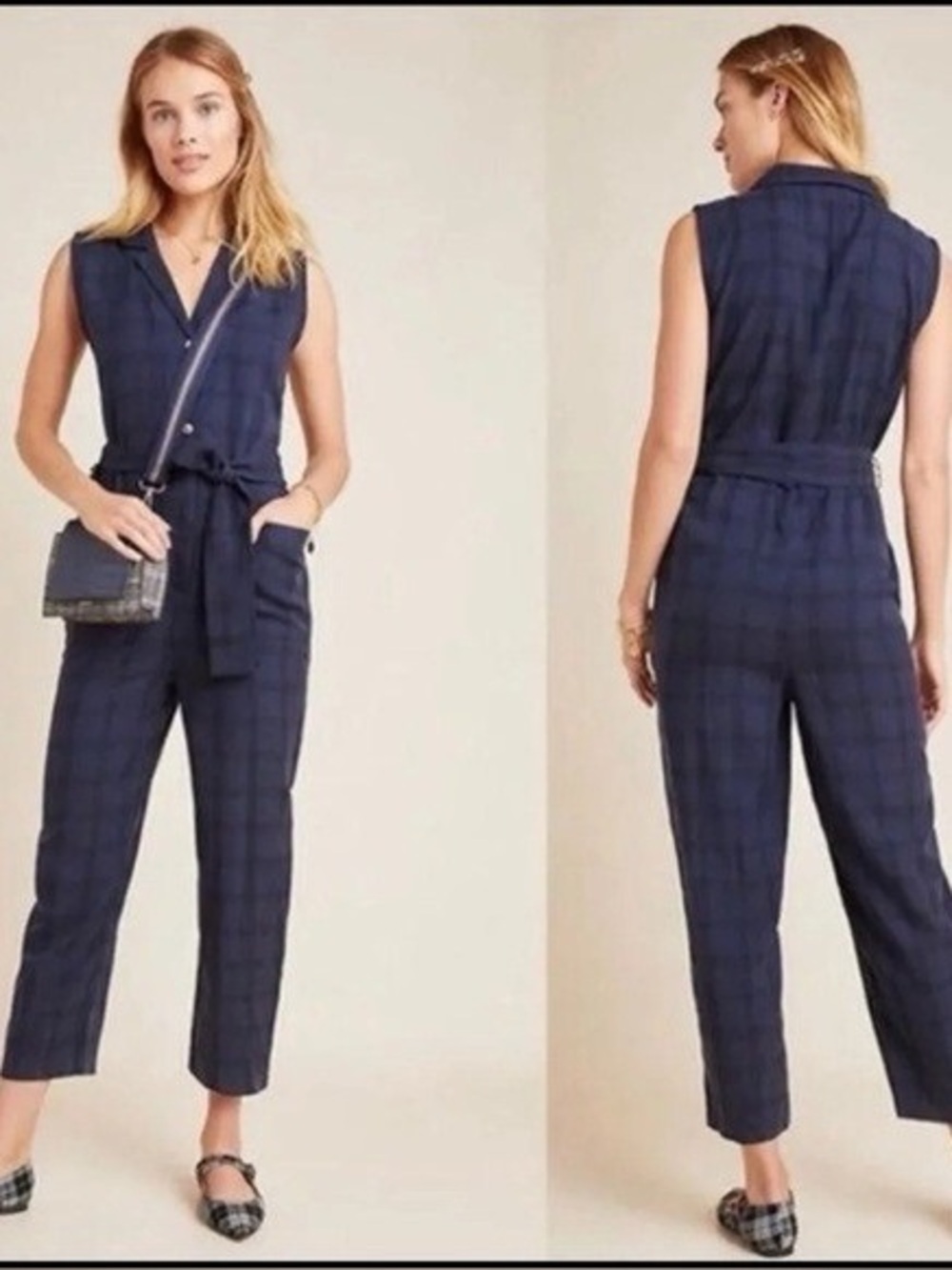 Anthropologie Brielle Plaid Jumpsuit